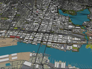Oakland city california usa 50km 3D Model