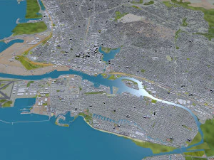 Oakland city california usa 50km 3D Model