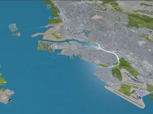 Oakland city california usa 50km 3D Model