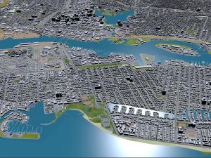 Oakland city california usa 50km Modello 3D