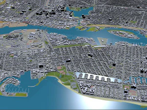 Oakland city california usa 50km 3D Model