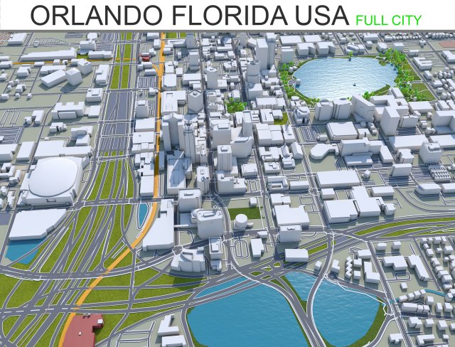 orlando city florida usa 80km 3D Модель .c4d .max .obj .3ds .fbx .stl .blend 