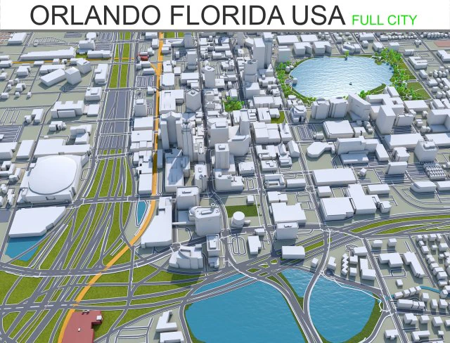 orlando city florida usa 80km 3D Model .c4d .max .obj .3ds .fbx .stl .blend 
