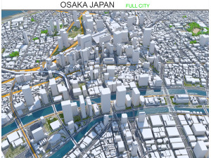 Osaka city japan 100km 3D Model
