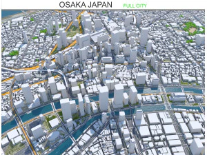 Citt&agrave; di Osaka in Giappone 100 km Modello 3D