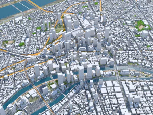 Osaka city japan 100km 3D Model