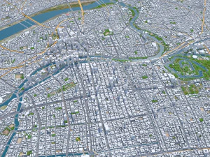 Osaka city japan 100km 3D Model