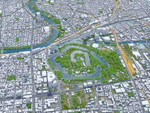 Osaka city japan 100km 3D Model