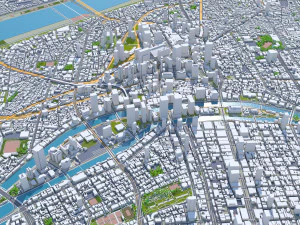 Osaka city japan 100km 3D Model