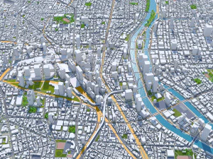 Osaka city japan 100km 3D Model