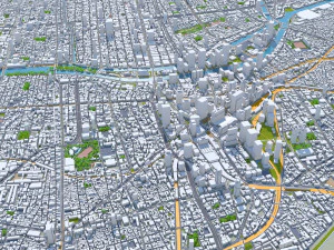 Osaka city japan 100km 3D Model