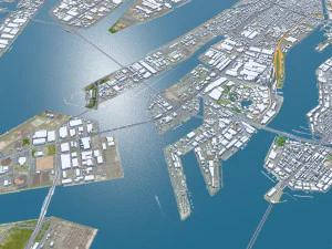 Osaka city japan 100km 3D Model