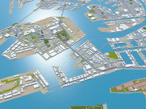 Osaka city japan 100km 3D Model