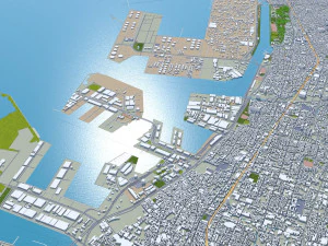 Osaka city japan 100km 3D Model