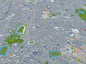 Osaka city japan 100km 3D Model
