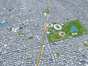 Osaka city japan 100km 3D Model