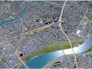 Osaka city japan 100km 3D Model