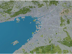 Osaka city japan 100km 3D Model