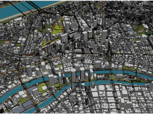 Osaka city japan 100km 3D Model