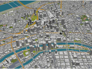 Osaka city japan 100km 3D Model