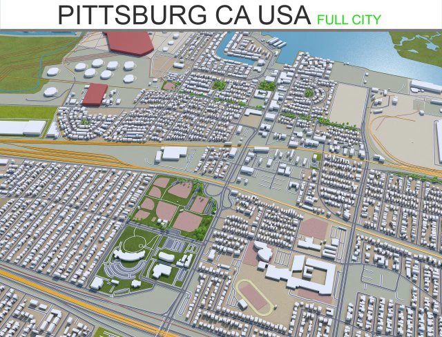 pittsburg city california usa 3D Model .c4d .max .obj .3ds .fbx .stl .blend 