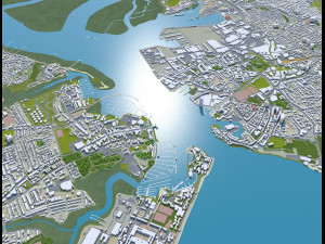 portsmouth city uk 35km 3D 模型
