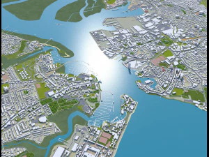 portsmouth city uk 35km 3D Model