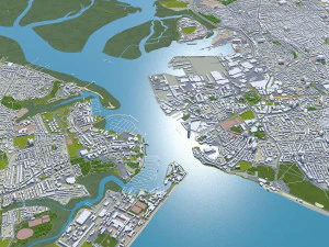 portsmouth city uk 35km 3D Model