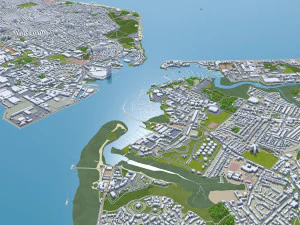portsmouth city uk 35km 3D Model
