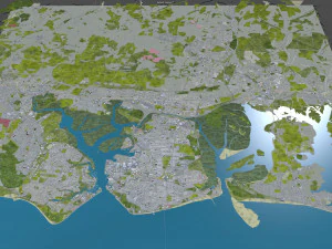 portsmouth city uk 35km 3D Model