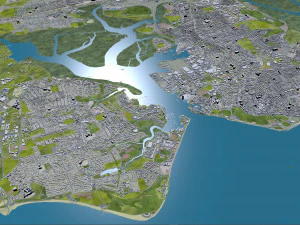 portsmouth city uk 35km 3D Model