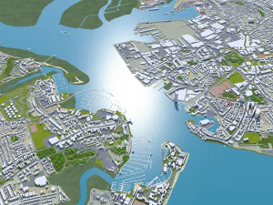 portsmouth city uk 35km 3D Model