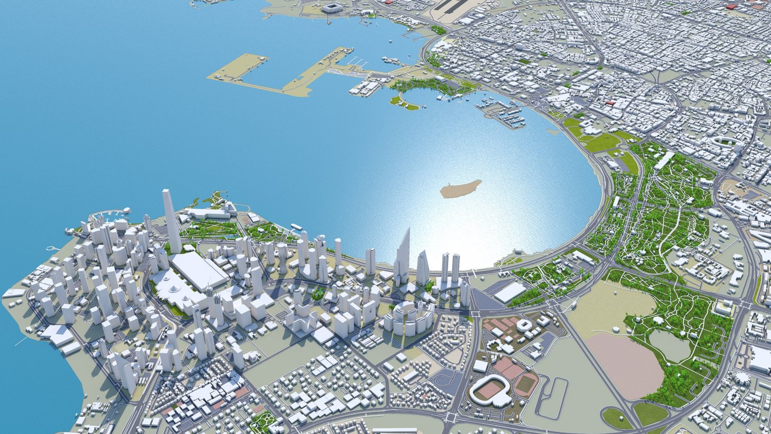 Mapa de ruas da cidade em 3D do Catar Modelo 3D $199 - .3ds .fbx