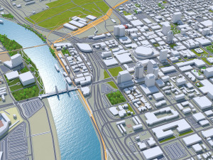 sacramento city california usa 100km Model 3D