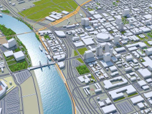 sacramento city california usa 100km 3D Model