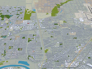 sacramento city california usa 100km 3D Model