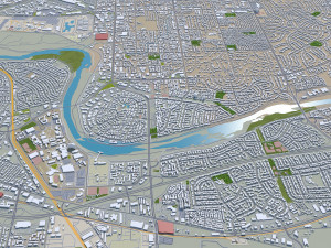 sacramento city california usa 100km Model 3D