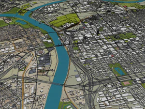 sacramento city california usa 100km 3D Model