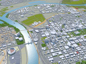 sacramento city california usa 100km 3D Model