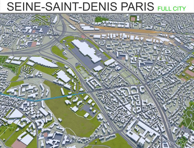 seine saint denis city grand paris 40km 3D मॉडल .c4d .max .obj .3ds .fbx .stl .blend 
