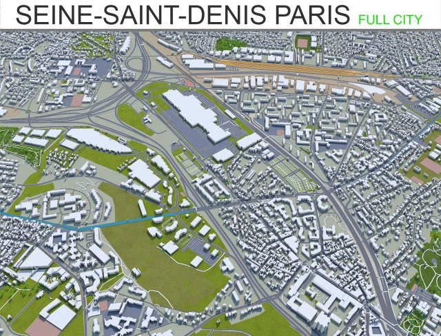 seine saint denis city grand paris 40km 3D Model .c4d .max .obj .3ds .fbx .stl .blend 
