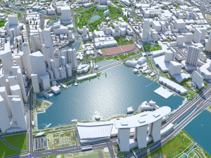 Singapore city 50km 3D Model