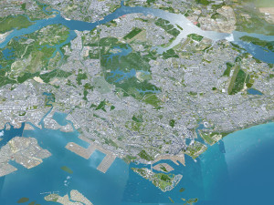 Singapore city 50km 3D Model