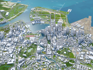 Singapore city 50km 3D Model
