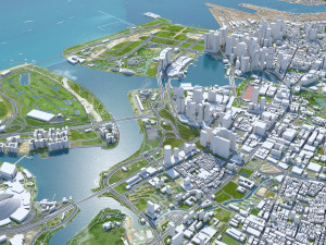 Singapore city 50km 3D Model