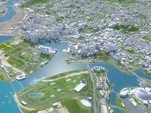 Singapore city 50km 3D Model