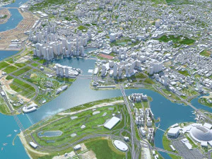 Singapore city 50km 3D Model