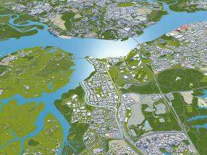 Singapore city 50km 3D Model