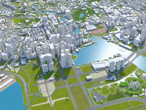 Singapore city 50km 3D Model