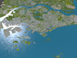 Singapore city 50km 3D Model